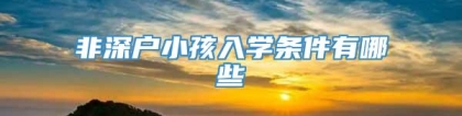 非深户小孩入学条件有哪些