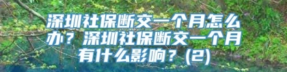 深圳社保断交一个月怎么办？深圳社保断交一个月有什么影响？(2)