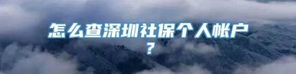 怎么查深圳社保个人帐户？