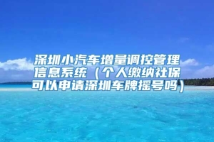 深圳小汽车增量调控管理信息系统（个人缴纳社保可以申请深圳车牌摇号吗）