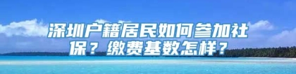 深圳户籍居民如何参加社保？缴费基数怎样？