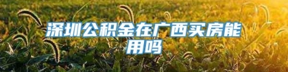 深圳公积金在广西买房能用吗