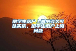 留学生落户上海后多久可以买房，留学生落户上海问题