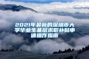 2021年最新的深圳市大学毕业生基层求职补贴申请操作指南