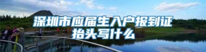 深圳市应届生入户报到证抬头写什么