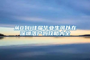 从0到1往届毕业生可以在深圳落户吗攻略大全