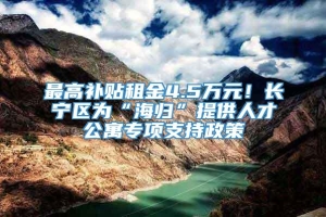 最高补贴租金4.5万元！长宁区为“海归”提供人才公寓专项支持政策