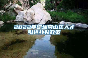 2022年深圳南山区人才引进补贴政策