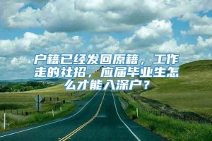 户籍已经发回原籍，工作走的社招，应届毕业生怎么才能入深户？