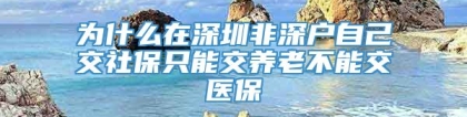 为什么在深圳非深户自己交社保只能交养老不能交医保