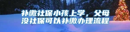 补缴社保小孩上学，父母没社保可以补缴办理流程