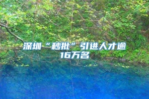 深圳“秒批”引进人才逾16万名