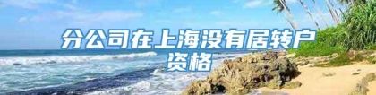 分公司在上海没有居转户资格