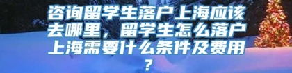 咨询留学生落户上海应该去哪里，留学生怎么落户上海需要什么条件及费用？