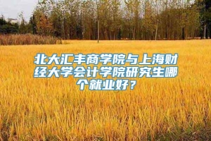 北大汇丰商学院与上海财经大学会计学院研究生哪个就业好？