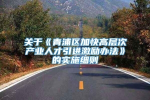 关于《青浦区加快高层次产业人才引进激励办法》的实施细则