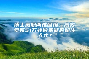 博士离职两难困境：高校索赔51万补偿费能否留住人才？