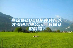 嘉定区2020年度特殊人才引进名单公示，有你认识的吗？