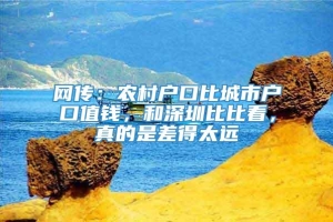 网传：农村户口比城市户口值钱，和深圳比比看，真的是差得太远